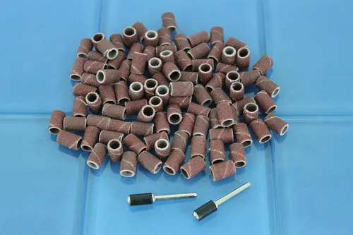 Miniatura 2 de TEMO 100 piezas de tambor de arena de 1/4 de pulgada de grano 60 grueso con 2 PC 1/8 pulgadas mandril para herramientas rotativas Dremel