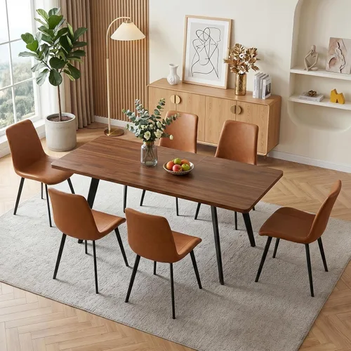 Miniatura 25 de Zerifevni 47.2"- 62.9" Extendable Dining Table Set of 5 Kitchen Table with 4 Dining Chairs, Modern Gray Wood Grain, Waterproof Scratchproof for