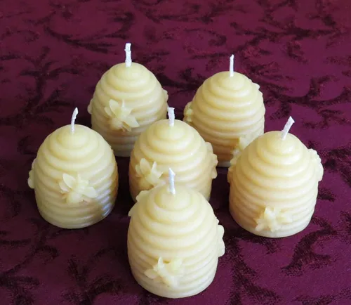 Beeshive Skep Candle 100% Pure Beeswax Votives/Handmade in USA Natural Bees Wax Bee Hive Votive Candles/Natural Honey Scent Wedding Gift (1 Beehive