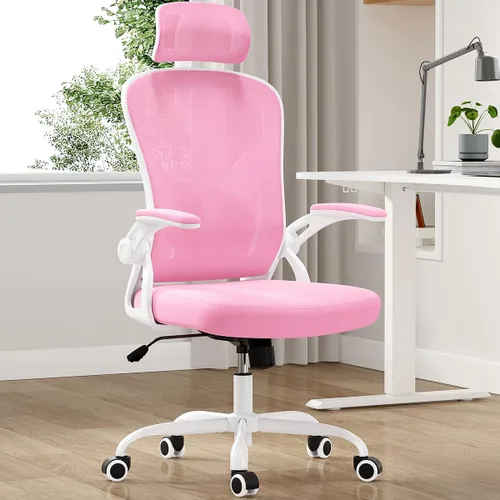 Miniatura 14 de Silla de oficina ergonómica, silla de escritorio de oficina en casa con reposacabezas, silla de computadora de respaldo alto con reposabrazos