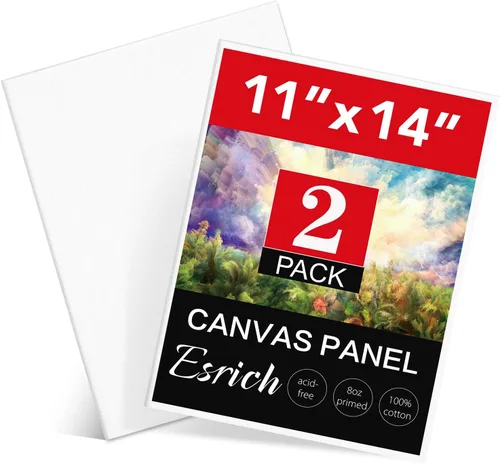 Miniatura 15 de ESRICH Lienzos para pintar de 8 x 10 pulgadas, paquete de 14 tableros de lienzo en blanco a granel, lienzo de algodón para pintura al óleo, acrílico