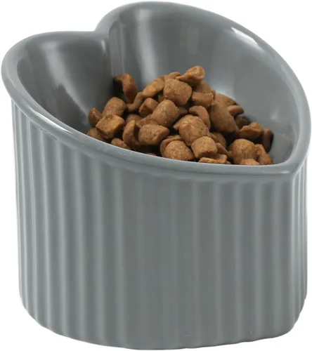 Miniatura 10 de Tazón inclinado elevado de 5.5 pulgadas, cuenco elevado de cerámica para gatos, con forma de corazón de amor, plato inclinado para alimentación