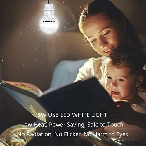 Miniatura 2 de Paquete de 2 bombillas de luz USB, linterna de luz LED USB para acampar, luz de tienda con cable de 8.2 pies de longitud extra y cable USB en Y