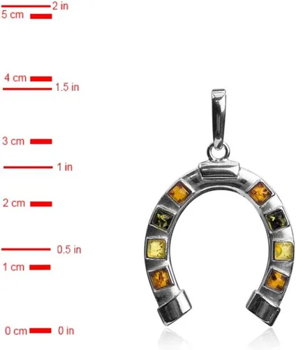 Miniatura 3 de Colgante de plata de ley con forma de herradura de ámbar multicolor, Plata esterlina Plata, Ámbar