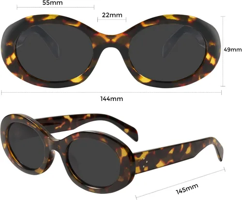 Miniatura 6 de mosanana Gafas de sol ovaladas retro de moda para mujer estilo de los años 90 MS52371