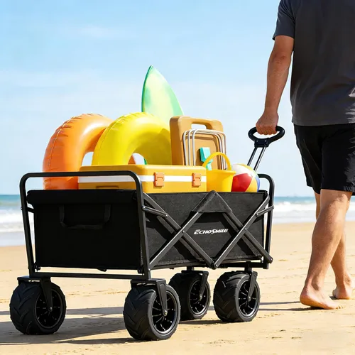 Miniatura 7 de EchoSmile Carro plegable de alta resistencia de 350 libras de capacidad, carrito plegable al aire libre para acampar y comestibles, carrito