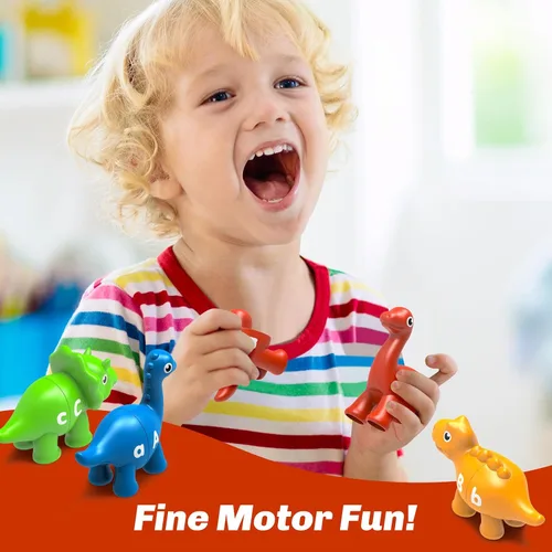 Miniatura 5 de 26 piezas de juguetes de aprendizaje del alfabeto de dinosaurios para niños de 3 a 5 años, juego de emparejamiento ABC de doble cara con mayúsculas