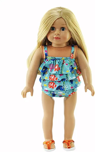 American Fashion World Traje de baño Fish Friends para muñecas de 18 pulgadas | Calidad premium y diseño moderno