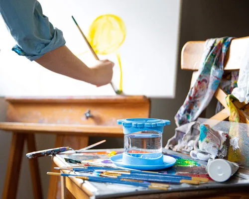 Miniatura 5 de Paint Puck Ultimate Rinse Cup Limpiador de Pinceles de Pintura (Azul, Taza) – Vaso de Agua de Pintura Antiderrames y Limpiador de Pinceles