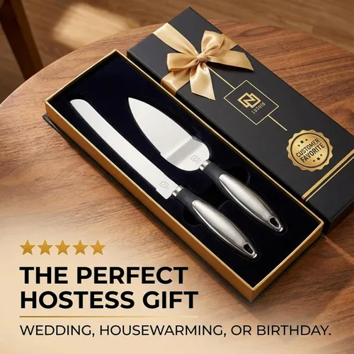 Miniatura 5 de Juego de 2 cuchillos y servidores para tartas de boda, cortador de pasteles y espátula para tartas