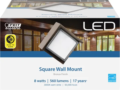 Miniatura 2 de Feit Electric S5sqwm/830/Ddbz 7.5 vatios 500 lúmenes 3000 Kelvin bronce atardecer a amanecer cuadrado llevó la luz de pared