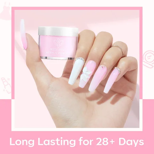 Miniatura 2 de Modelones - Polvos acrílicos, juego de 6 colores de polvo acrílico transparente en tonos desnudos, blanco lechoso, rosa desnudo para arte de uñas