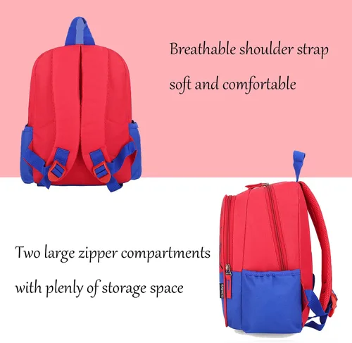 Miniatura 3 de JBin Rich Mochila para niños pequeños, mochila roja preescolar para niños y niñas de 2 a 8 años, Rojo -, Medium