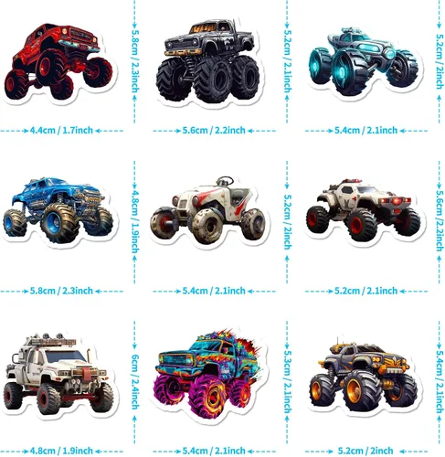 Miniatura 6 de 50 calcomanías geniales de camión monstruo, calcomanías de automóvil para niños, adolescentes y adultos, recuerdos de fiesta de camiones monstruos