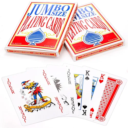 Miniatura 3 de Yopay Paquete de 2 cartas gigantes jumbo, cartas de póquer de gran tamaño para decoración de fiestas temáticas de casino, 8 x 11 pulgadas, gran