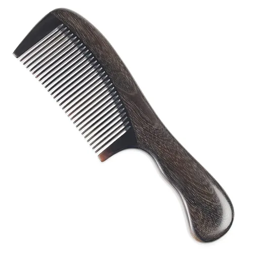 Onedor Peine desenredante para el cabello hecho a mano, 100% natural, madera de chacate preto, antiestática, con aroma a sándalo (diente fino)