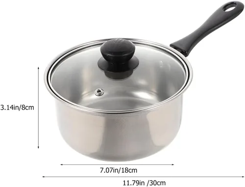 Miniatura 7 de PRETYZOOM Cacerola multiusos, cacerola de leche, olla de cocina de alimentos, tapa antiadherente, fácil de limpiar