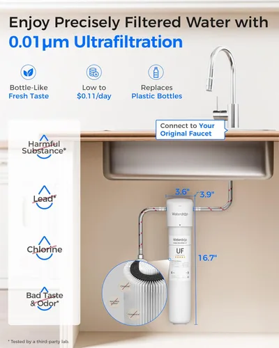 Miniatura 2 de Filtro de agua Waterdrop para debajo del fregadero, sistema de filtración de agua debajo del fregadero, 2 años o 19K galones, ultrafiltración