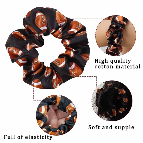 Miniatura 4 de Coleteros de fútbol negros elásticos deportivos para el cabello, bandas elásticas de seda para el cabello, accesorios para el cabello para mujeres