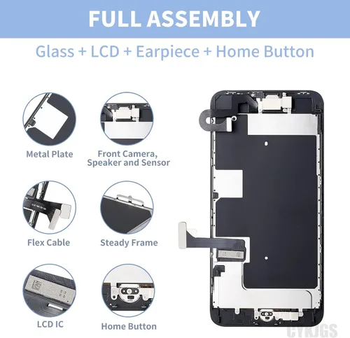Miniatura 2 de Para iPhone 8 Plus Reemplazo de pantalla con botón de inicio 5.5 "Kit de reparación negro, 3D táctil 8plus pantalla LCD digitalizador montaje