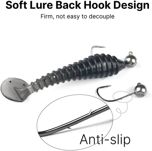 Miniatura 8 de 10 cabezas de tungsteno con soporte para cebo, cabeza redonda para pequeños cebos de plástico y peces, Crappie y Bluegills Sin pintar