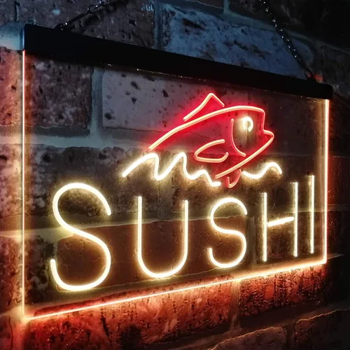 Miniatura 55 de ADVPRO Sushi Fish Sashimi Restaurant - Letrero de neón LED de doble color, azul y rojo, 12 x 8.5 pulgadas, st6s32-i3334-br
