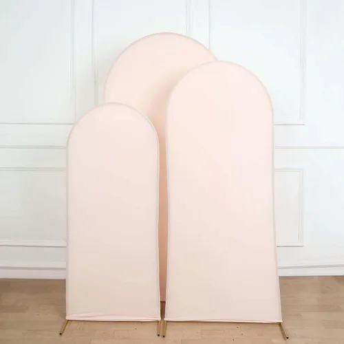 Miniatura 2 de Efavormart Juego de 3 Fundas Ajustadas de Spandex Oro Rosa Mate Blush para Arcos de Boda para Soportes de Telón de Fondo Chiara de Parte Superior