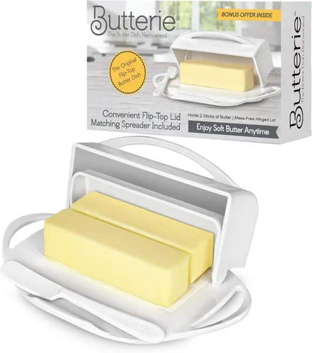 Miniatura 17 de Butterie Mantequillera con Tapa Abatible y Cuchillo a Juego, Contiene 2 Barras/Mantequilla Europea, Soporte para Mantequilla Sin Derrames