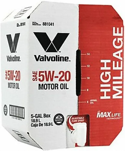 Valvoline 881041 5W-20 MaxLife Aceite de motor de alto kilometraje – Caja de Bahía Avanzada de 5 galones, 5 galones, 1 paquete