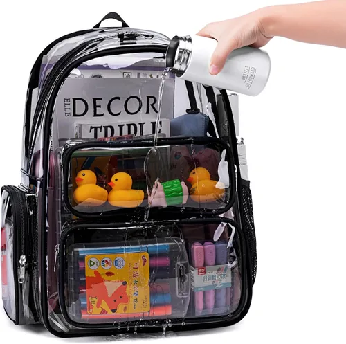 Miniatura 87 de CAMTOP Mochila transparente resistente y transparente para estudiantes, escuela, trabajo, festival, viajes, deportes, Beige, Mediana, Camtop Mochila