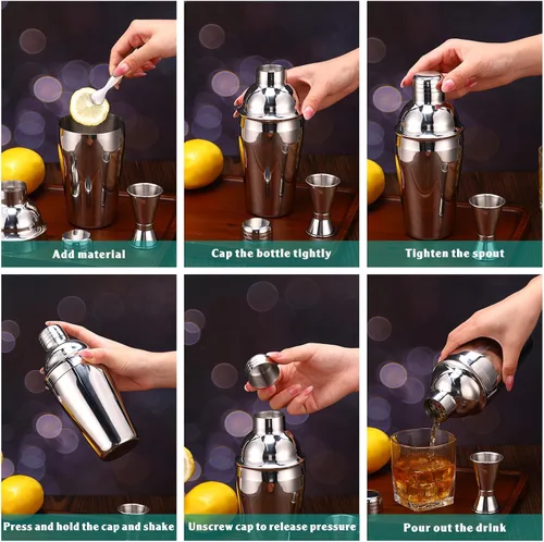 Miniatura 5 de Umigy Juego de coctelera de Martini, mezclador de Martini de acero inoxidable con colador y doble jigger de medición para bar, fiesta, uso doméstico