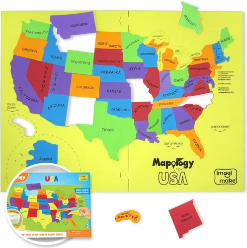 Miniatura 10 de Imagimake - Rompecabezas Mapology del mapa de Estados Unidos, aprendizaje de estados y capitales, juguetes de geografía de EE. UU., juguetes