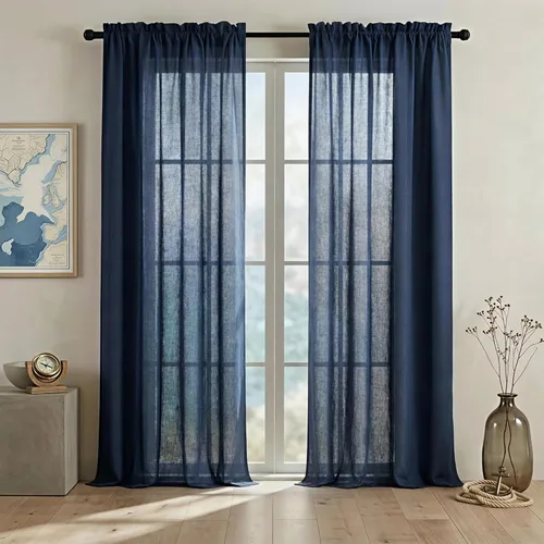Miniatura 29 de Cortinas blancas puras de 38 pulgadas de ancho para dormitorio, juego de 2 paneles de cortinas de privacidad con bolsillo para barra, cortinas