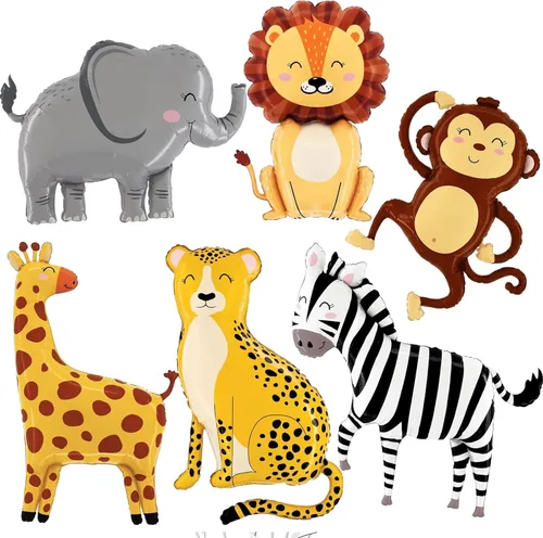 Globos de Jirafa, Elefante, Vida Silvestre, Elefante, Mono, León, Jirafa, Leopardo en Forma de Globos para Decoraciones de Cumpleaños Infantiles con