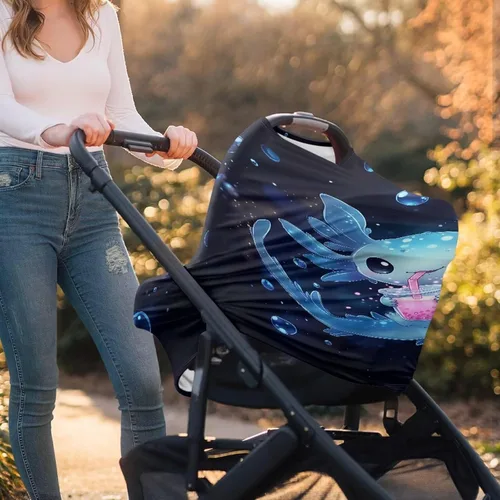 Miniatura 4 de Axolotl Breast Feeding Cover Cat Carseat Covers Baby, Breathable Nursing Covers Breast Feeding Covers for Women, Infant Carseat Canopy Black