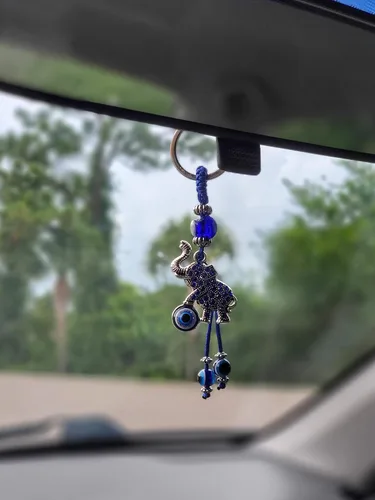 Miniatura 4 de LUCKBOOSTIUM Llavero de elefante de ojo turco con borlas azules, llavero decorativo contra el mal de ojo para bendición y buena suerte, dije