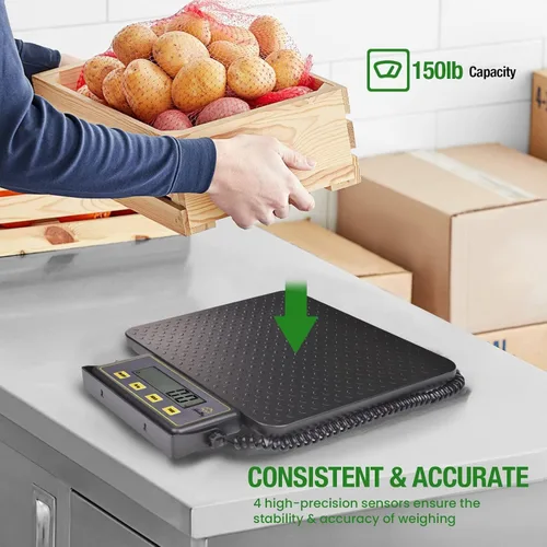 Miniatura 4 de Báscula de recepción digital de 150 libras con plataforma de aluminio antideslizante, báscula de alimentos de alta precisión