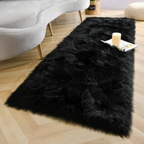 Miniatura 39 de LOCHAS Alfombra mullida ultrasuave, alfombra de pelo sintético de oveja, para el dormitorio, para colocar junto a la cama, para la sala