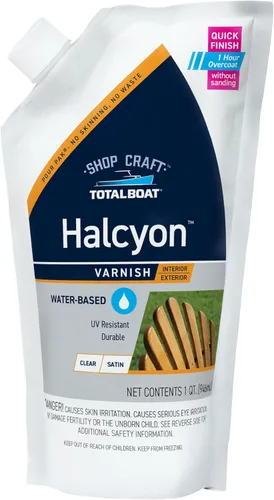 Miniatura 18 de TotalBoat Halcyon - Barniz marino a base de agua Acabado de poliuretano para madera de secado rápido para barcos, muebles de exterior