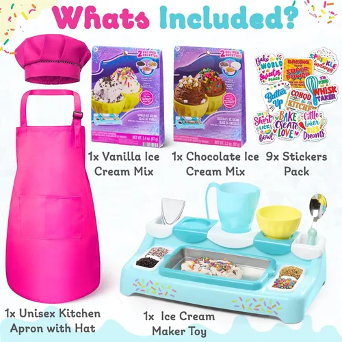 Miniatura 3 de Ultimate Ice Cream Maker para niños, juego interactivo de cocina para niños, incluye bandeja de congelación, cuencos, utensilios, 2 mezclas