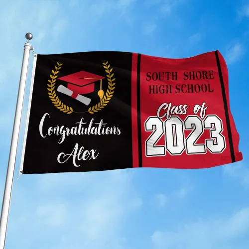 Bandera de graduación de 3 x 5 pies para exteriores, letrero de graduación 2024 personalizado, bandera de felicitaciones para la clase de 2024 para