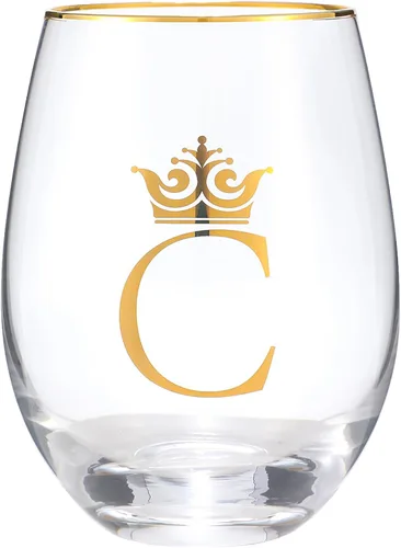 Miniatura 17 de Vaso de vino de 15 onzas con letra A, regalo personalizado con inicial, para boda, dama de honor, cumpleaños, graduación, para hombres y mujeres