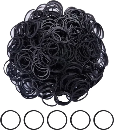 AMUU Bandas de goma 1200 piezas pequeñas negras pequeñas bandas elásticas suaves para trenzas de 0.63 pulgadas de diámetro, bandas de goma para