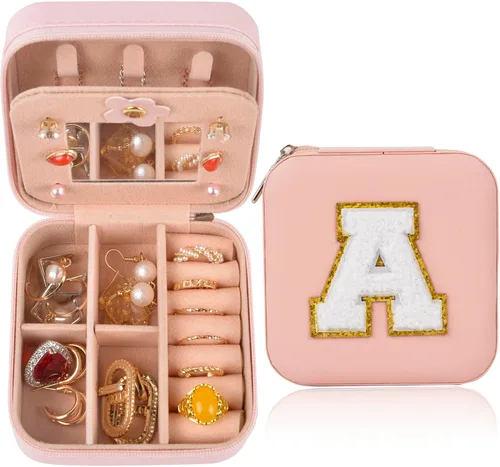 ChezMax Joyero de viaje, organizador de joyas, caja de joyería pequeña, joyero personalizado, accesorios de viaje para mujeres y niñas, organizador