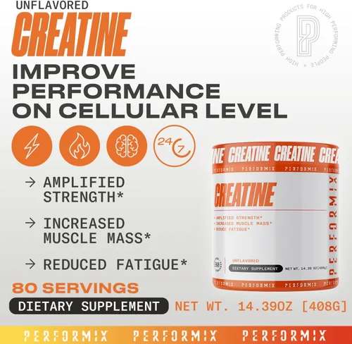 Miniatura 2 de PERFORMIX - Monohidrato de creatina - 5000 mg por porción (0.18 oz) - Pre entrenamiento - Aumenta la masa muscular, mejorar la fuerza y reducir