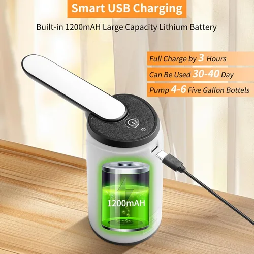 Miniatura 4 de Bomba de agua para botellas de 5 galones, carga USB, bomba de agua potable automática, dispensador de agua eléctrico portátil/interruptor
