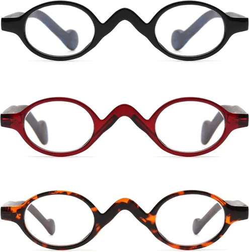 Miniatura 2 de Juego de 4 gafas de lectura retro redondas con bisagra de resorte JM para hombres y mujeres, 4 unidades mixtas 3 PAQUETES