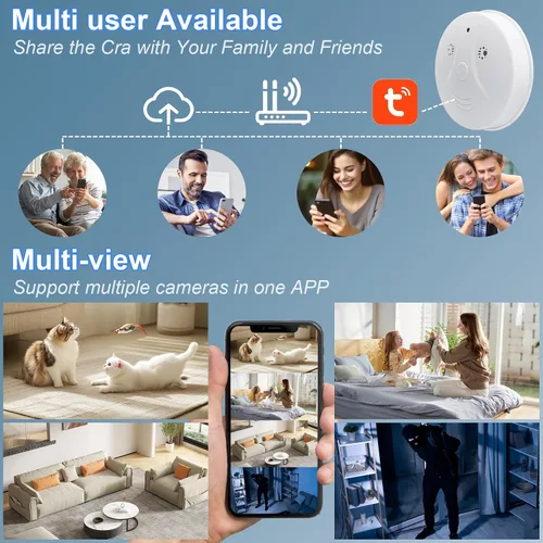Miniatura 4 de UYIKOO Cámara oculta Detector de humo Video Cámara pequeña 1080P HD Cámara inalámbrica WiFi con visión nocturna y detección de movimiento Cámara