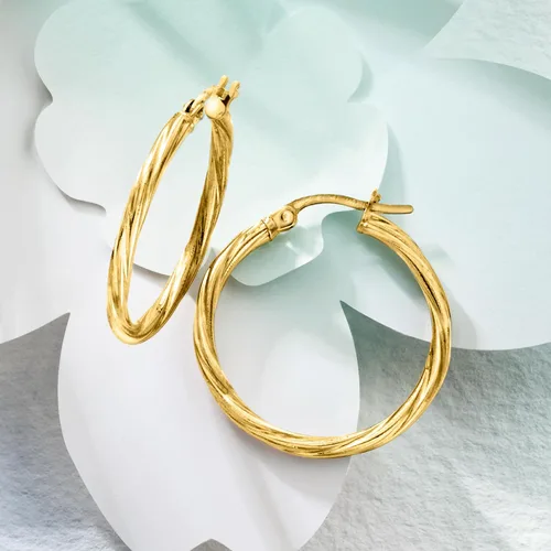 Miniatura 3 de Ross-Simons - Aretes de aro retorcido de oro amarillo italiano de 14 quilates