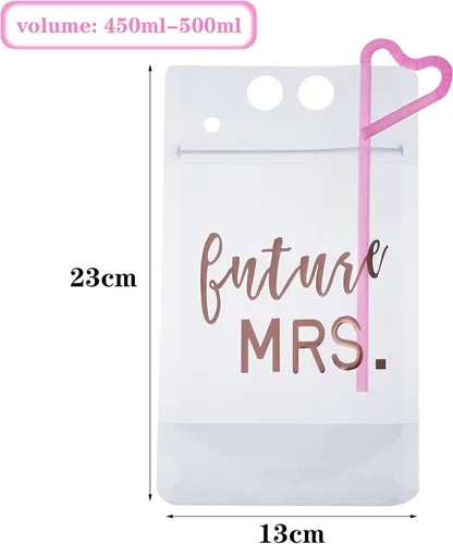 Miniatura 7 de Patelai 16 vasos para bebidas de despedida de soltera con pajilla, bolsas desechables de jugo de 17 onzas, vasos desechables para bodas y despedidas